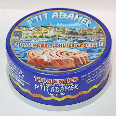 Thon P'tit Adamer entier huile végétale 160g