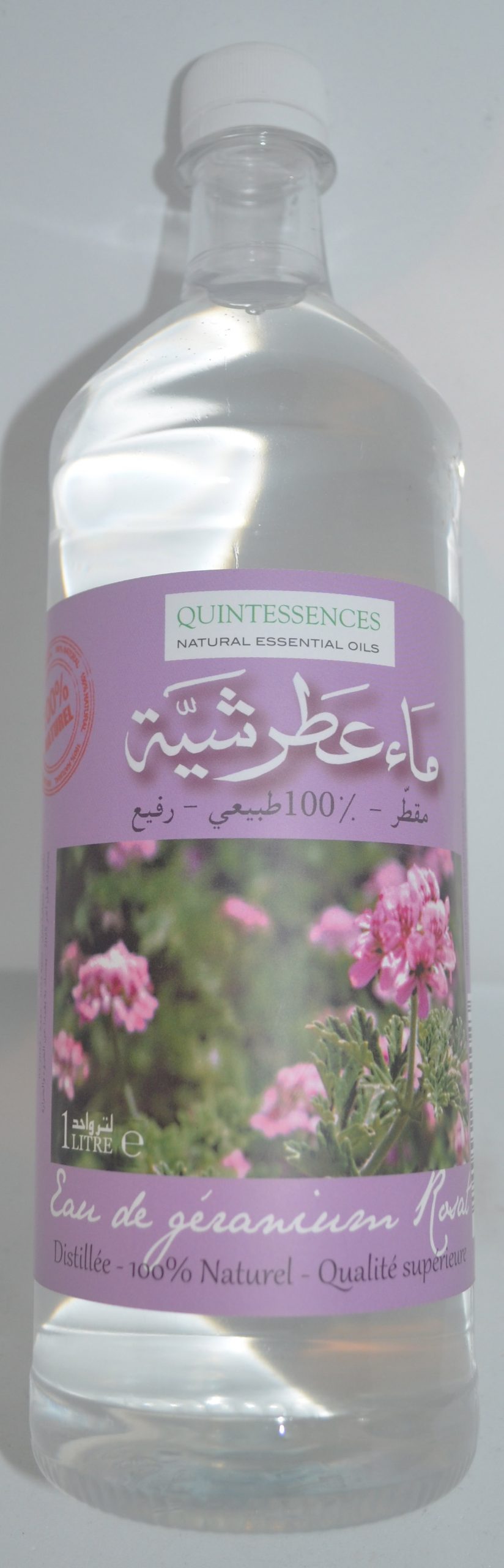 Eau de géranium  rosat 100% naturel - QUINTESSENCES - 1 Litre
